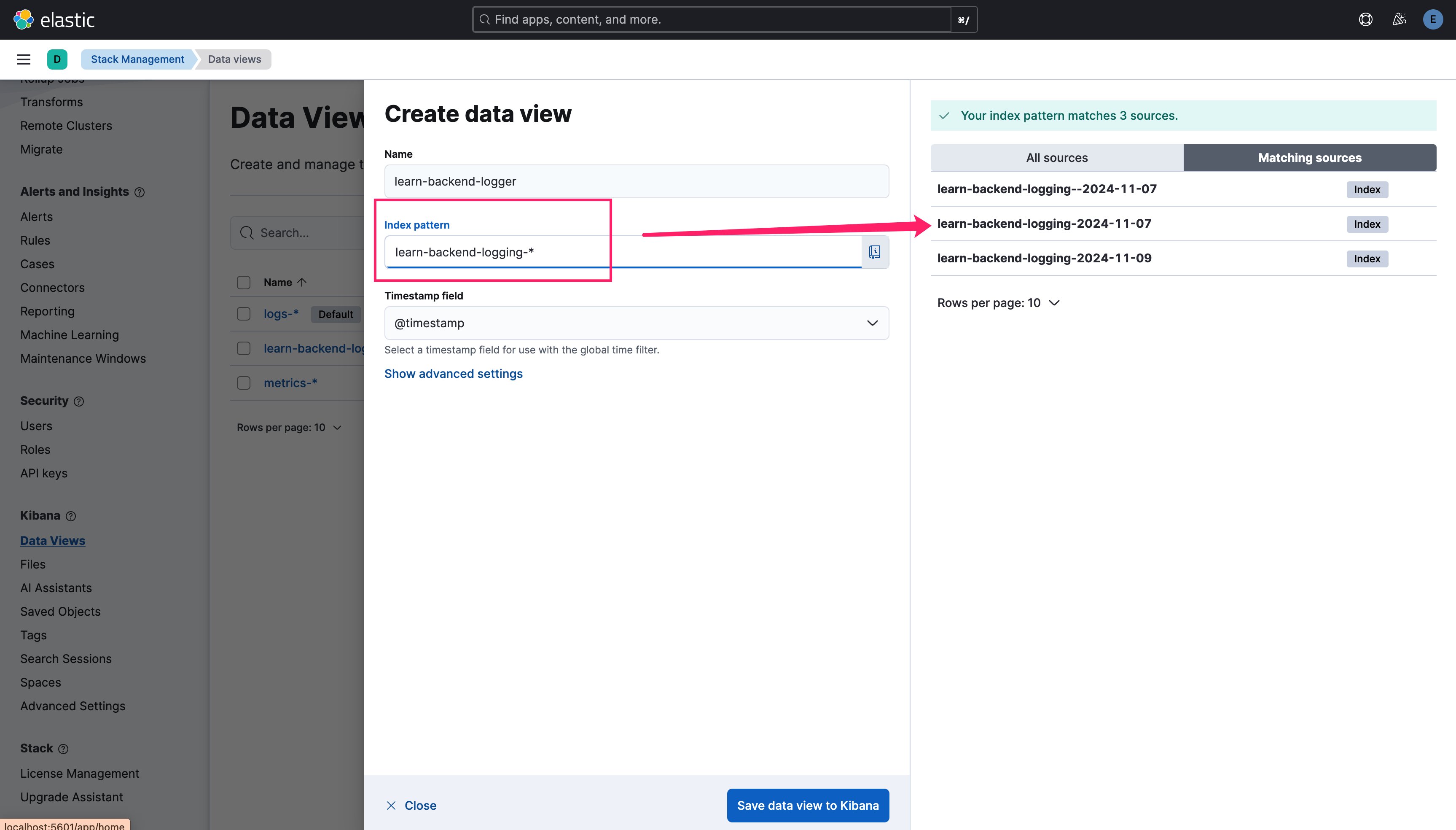 create data view